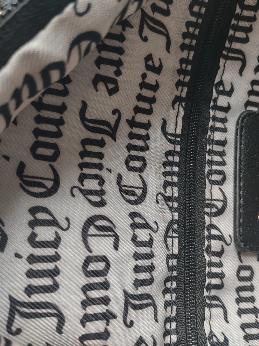 Juicy Couture Black Logo Valentine Hearts Canvas Mini Backpack Red Heart Charm